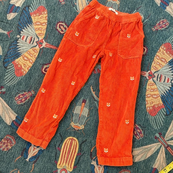 Mini Boden embroidery cord chunky pull-on pants autumn maple orange fox 10 - Picture 3 of 7